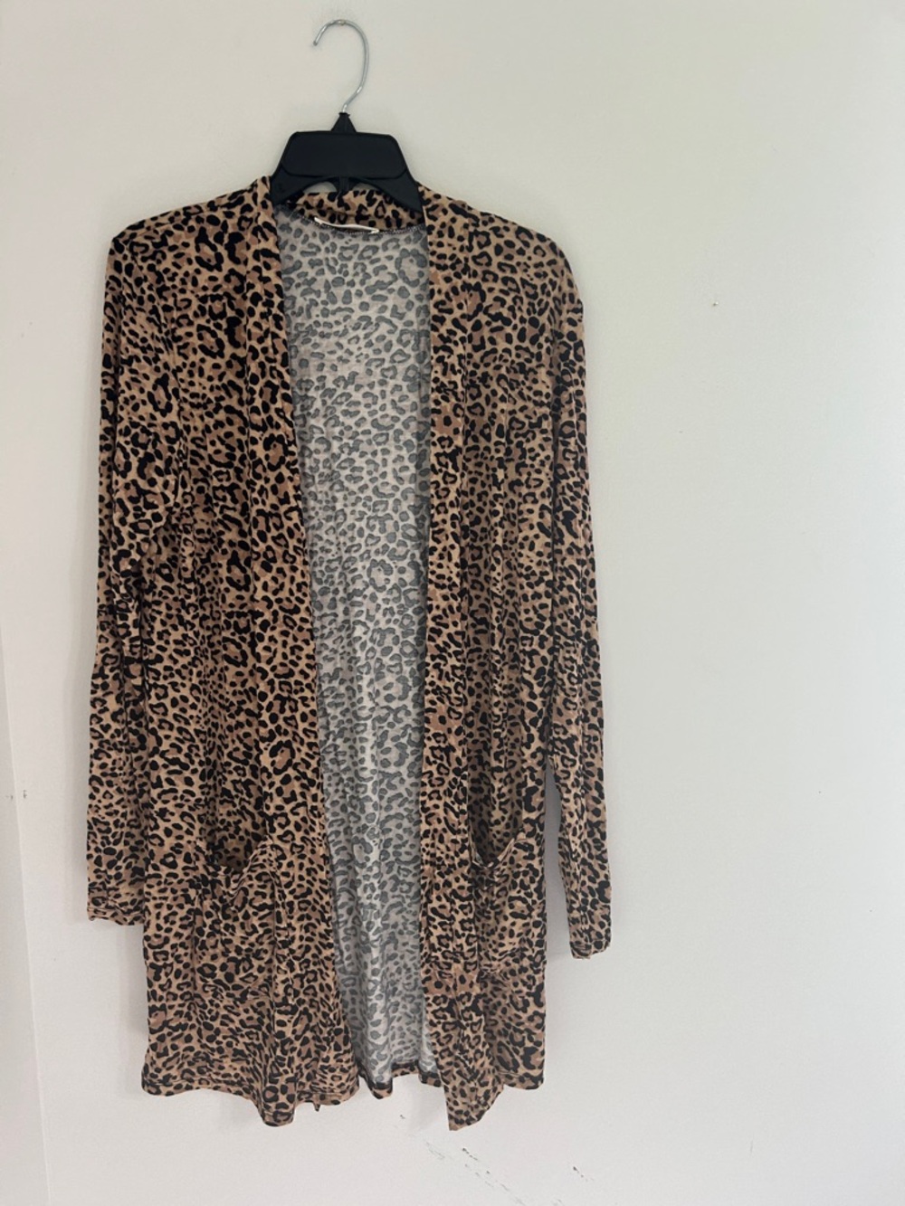 Zenana Outfitters Leopard Print Open-Front Cardigan - Brown/Black